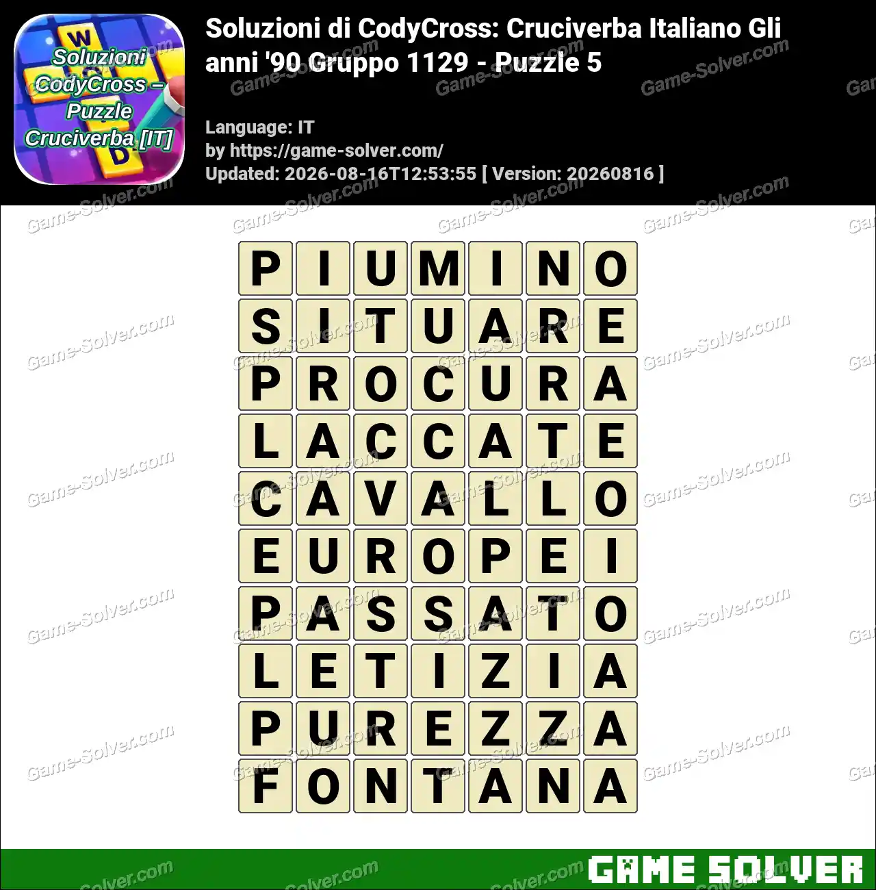 Soluzioni di CodyCross: Cruciverba Italiano Gli anni ’90 Gruppo 1129 – Puzzle 5